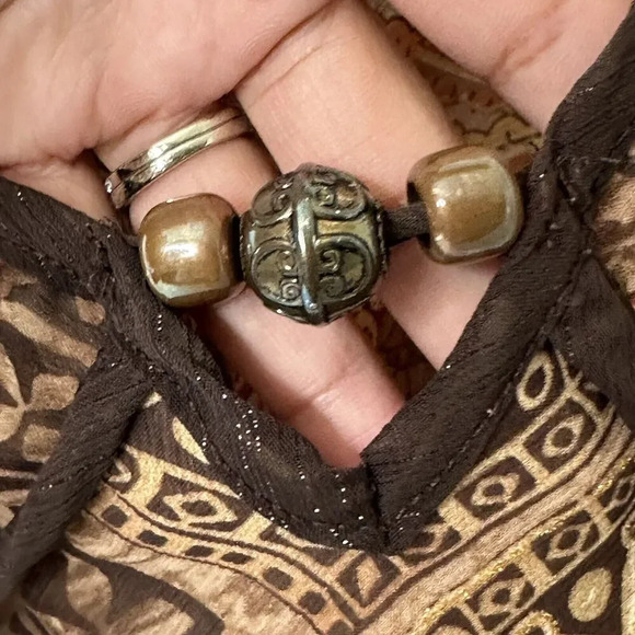 90s Y2K Vtg Talent Top 1XL Paisley Boho Fairy Grunge Whimsigoth Sheer V neck - Picture 5 of 12